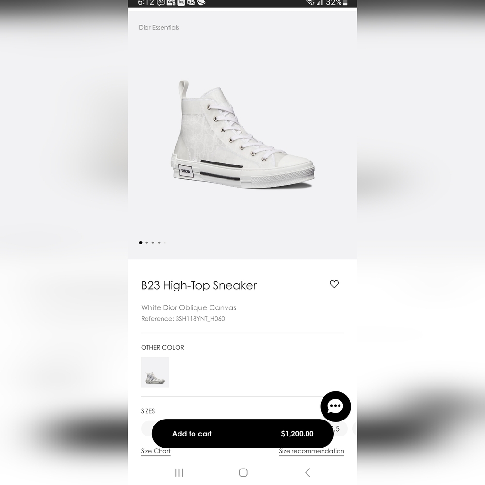 Dior Oblique B23 White Hi Top Sneakers size 39